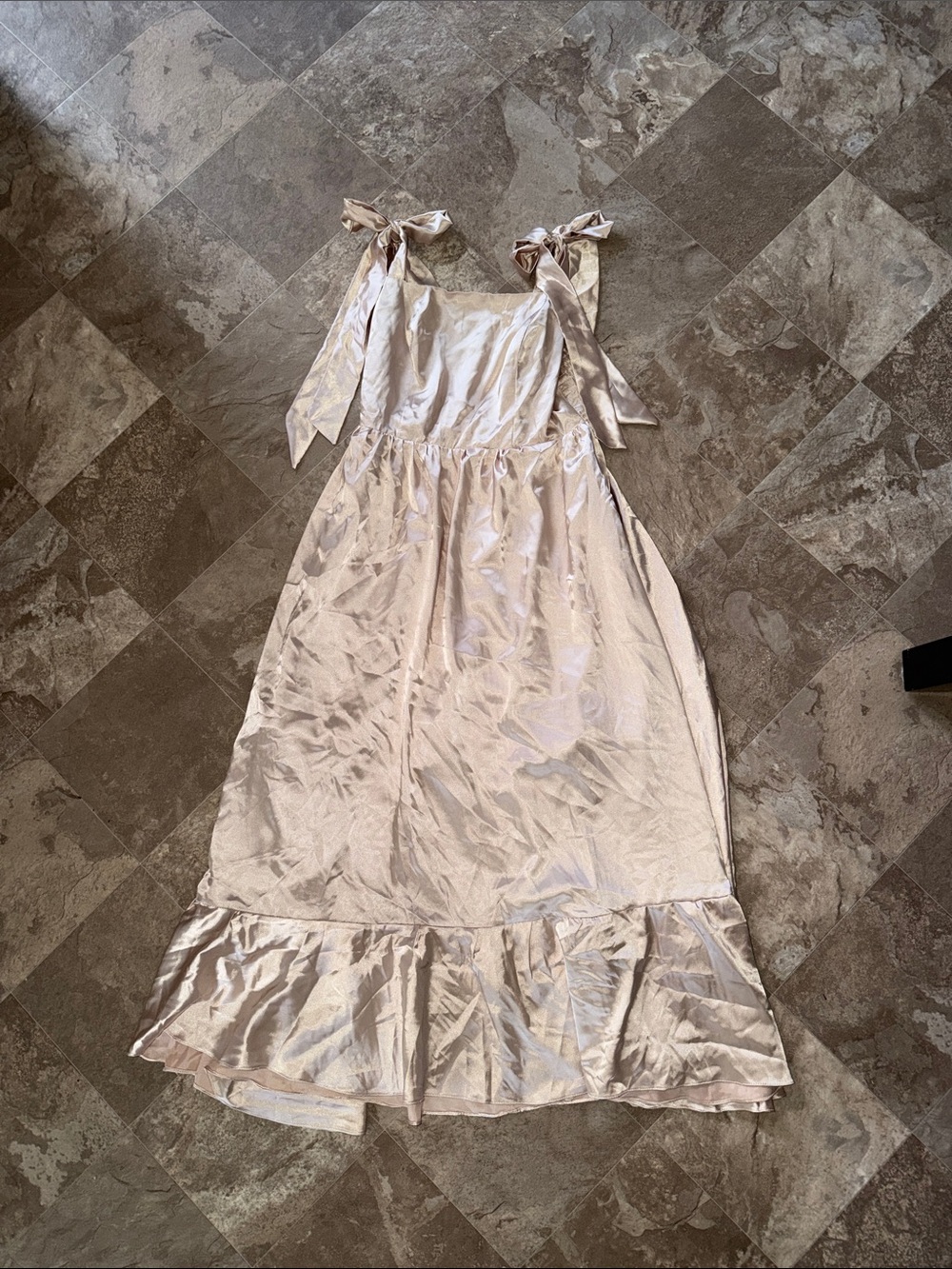 Satin Tie-Shoulder Midi Dress